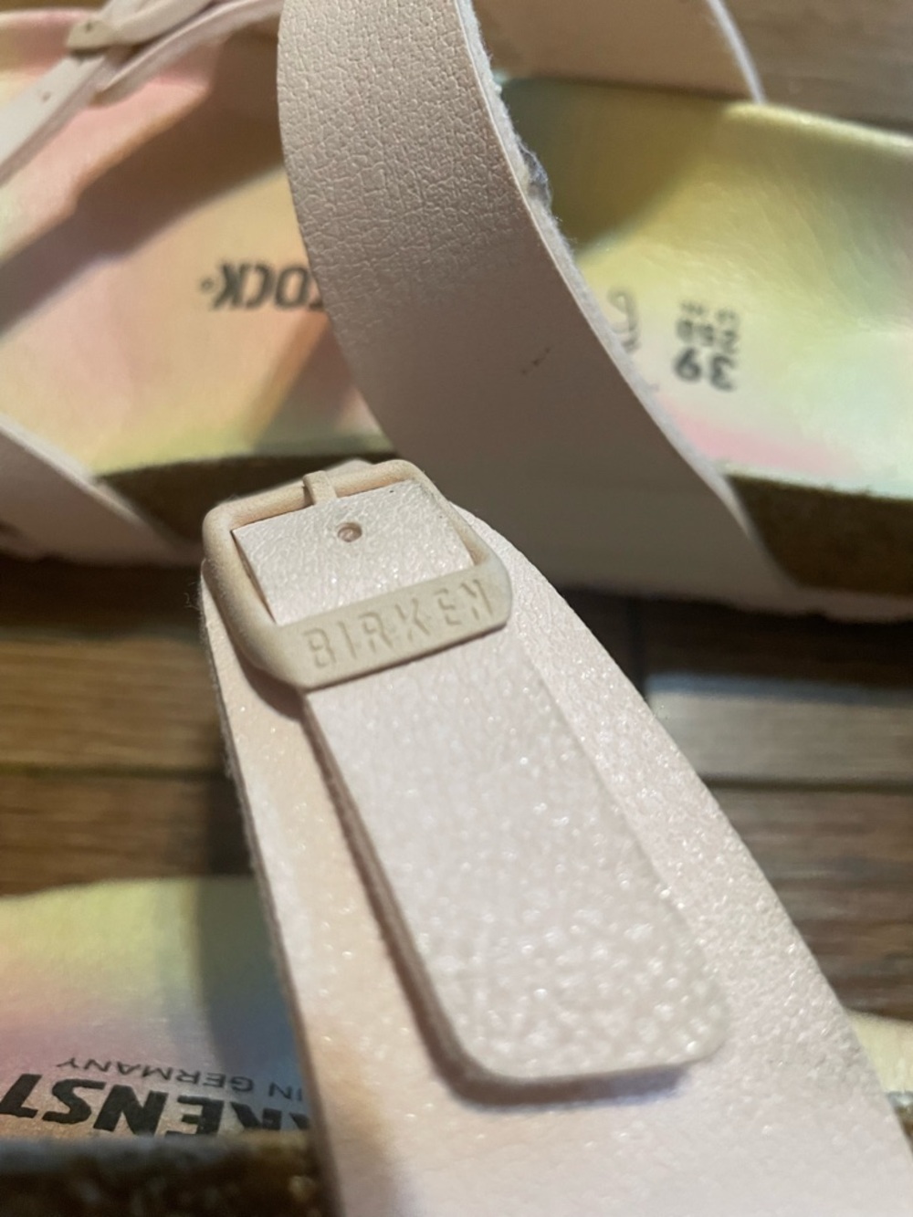 Birkenstock Mayari Vegan Rose Ombré Double-Buckle Sandals with Rainbow Footbed - Picture 5 of 7